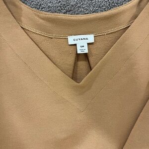 Cuyana Camel V-Neck Blouse